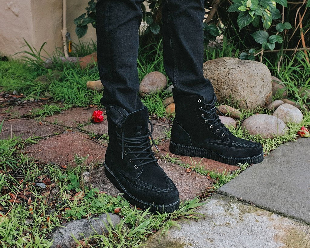 F9710 Black Suede 7-Eye Viva Low Boot - T.U.K. Shoes