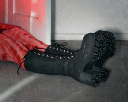 A9649L Distressed Knee-High Nosebleed Boot - T.U.K. Shoes
