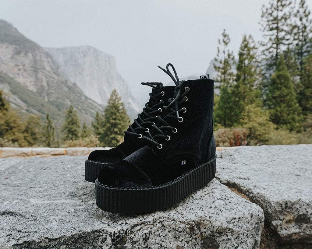 V9758L Black Velvet 7-Eye Viva Mondo Boot - T.U.K. Shoes