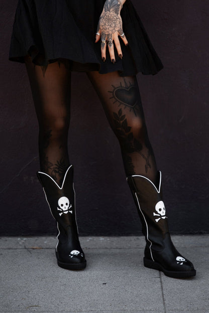 A3439 Black Skull Western Creeper Boot - T.U.K. Shoes