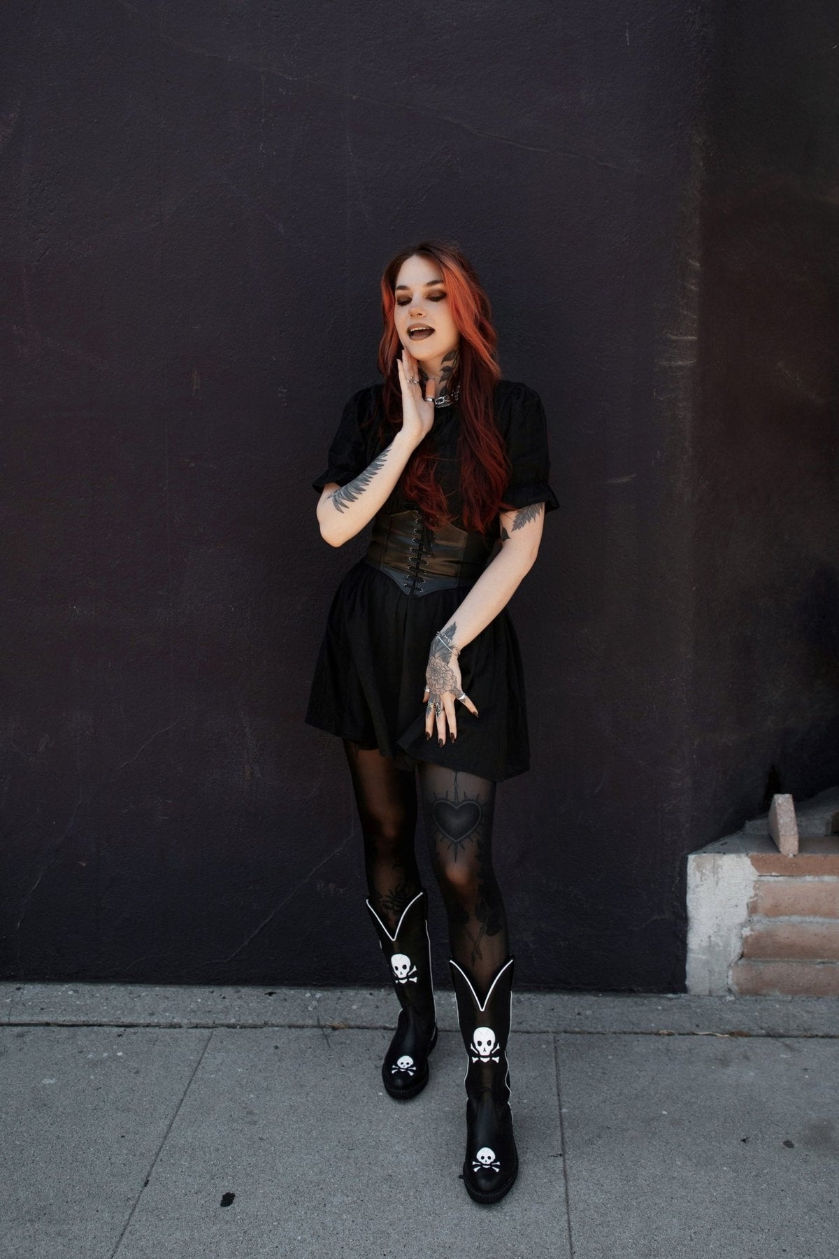 A3439 Black Skull Western Creeper Boot - T.U.K. Shoes