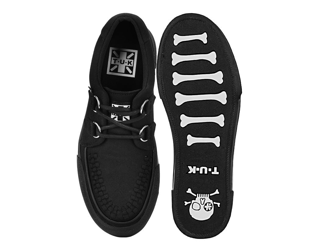 A3328 Black Canvas Interlace Platform Creeper Sneaker - T.U.K. Shoes