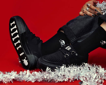 A3328 Black Canvas Interlace Platform Creeper Sneaker - T.U.K. Shoes