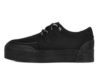 A3328 Black Canvas Interlace Platform Creeper Sneaker - T.U.K. Shoes