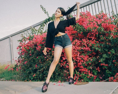 A9483 Black & Pink Leopard Sneaker - T.U.K. Shoes