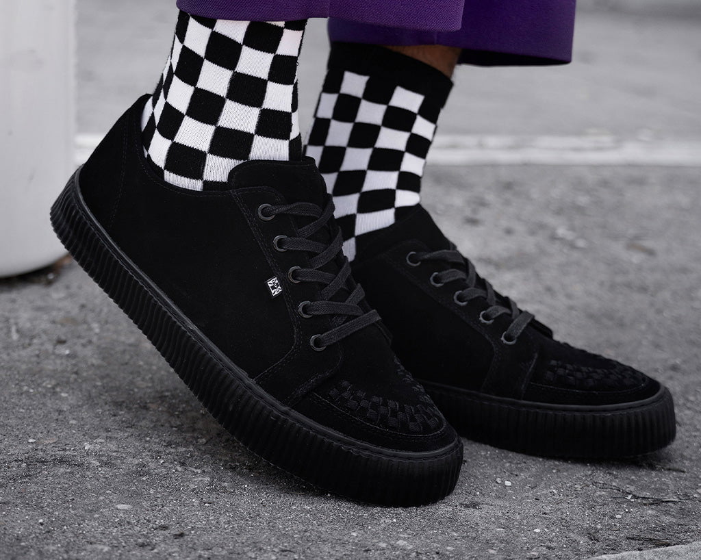 A3313 Black Suede Lace-Up Creeper Sneaker - T.U.K. Shoes