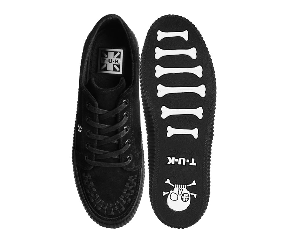 A3313 Black Suede Lace-Up Creeper Sneaker - T.U.K. Shoes