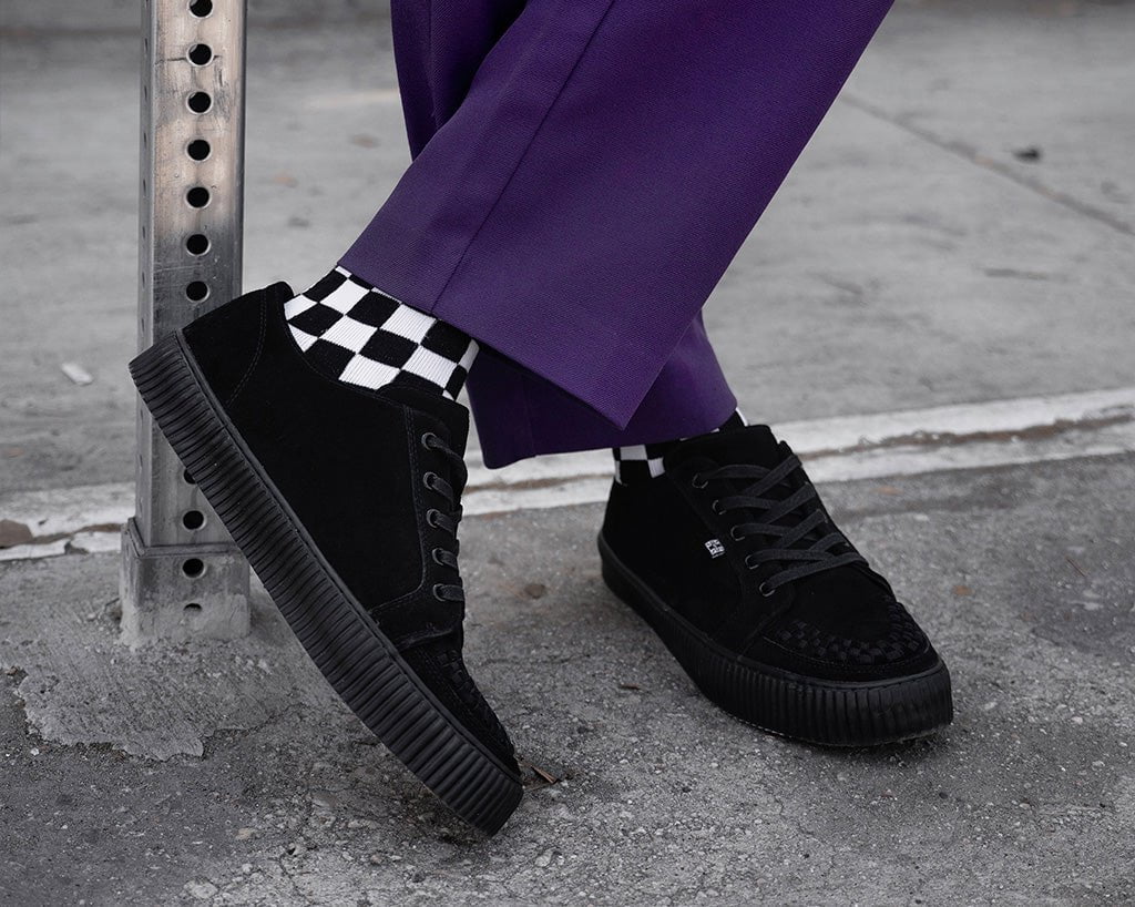 A3313 Black Suede Lace-Up Creeper Sneaker - T.U.K. Shoes