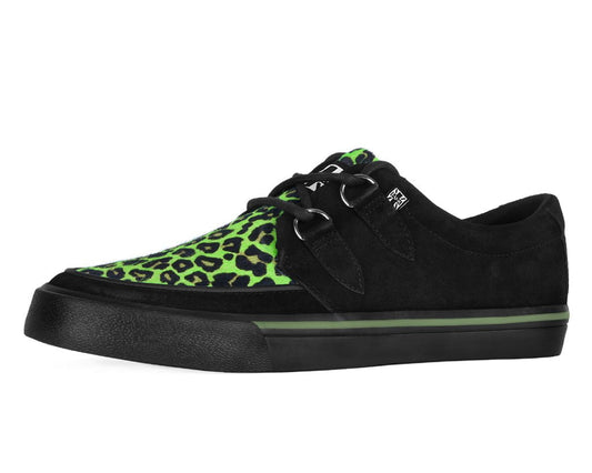 A3399 Black & Green Leopard Suede Creeper Sneaker - T.U.K. Shoes