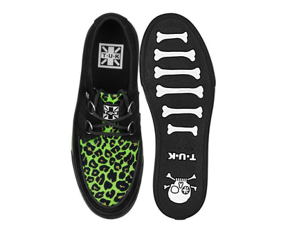 A3399 Black & Green Leopard Suede Creeper Sneaker - T.U.K. Shoes
