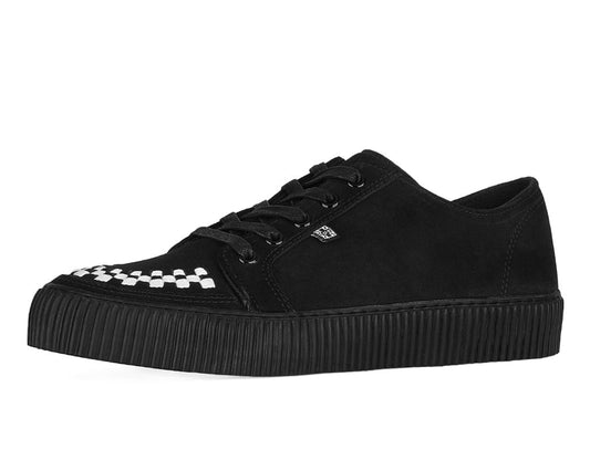 A3430 Black & White Suede Lace-Up Creeper Sneaker - T.U.K. Shoes