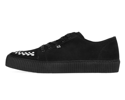 A3430 Black & White Suede Lace-Up Creeper Sneaker - T.U.K. Shoes