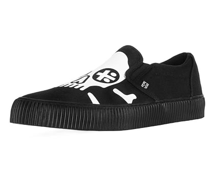 A3352 Black Skull Canvas Slip-On Sneaker - T.U.K. Shoes