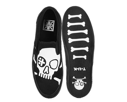 A3352 Black Skull Canvas Slip-On Sneaker - T.U.K. Shoes
