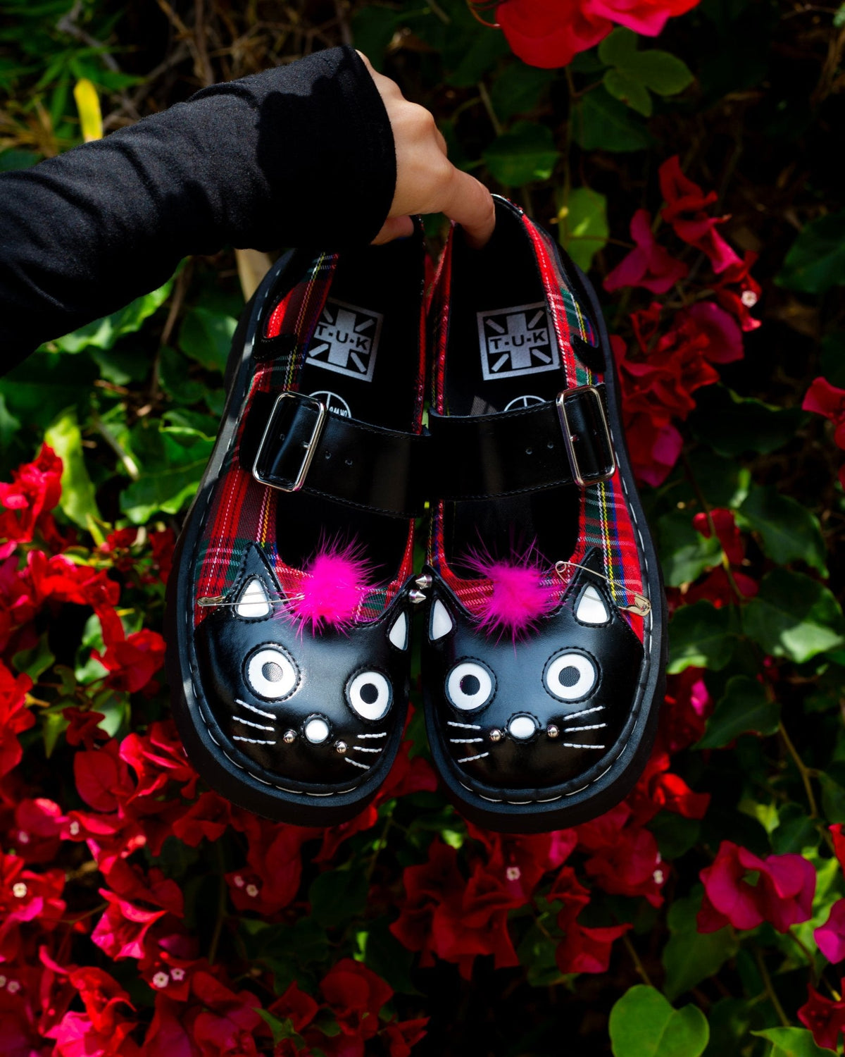 Tartan Punk Rock Kitty Mary Jane - T.U.K. Shoes