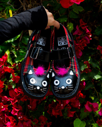 Tartan Punk Rock Kitty Mary Jane - T.U.K. Shoes