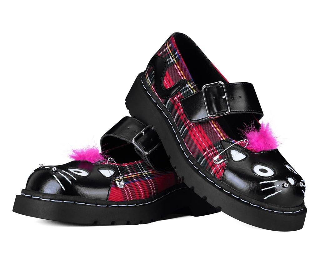 Tartan Punk Rock Kitty Mary Jane - T.U.K. Shoes