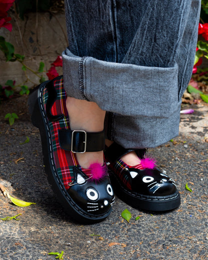 Tartan Punk Rock Kitty Mary Jane - T.U.K. Shoes