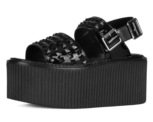 S3382L Black Patent Studded Strato Sandal - T.U.K. Shoes