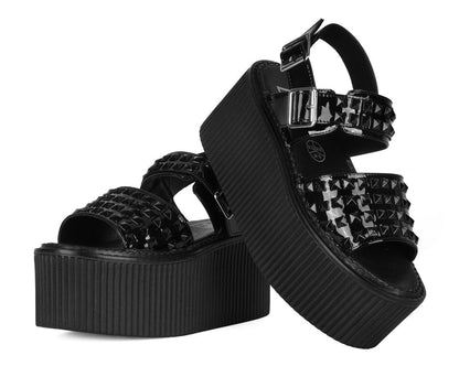 S3382L Black Patent Studded Strato Sandal - T.U.K. Shoes