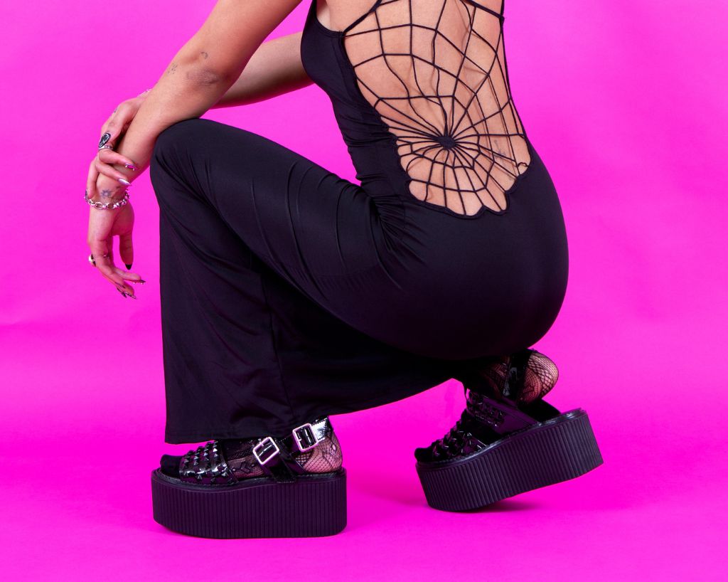S3382L Black Patent Studded Strato Sandal - T.U.K. Shoes