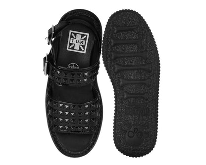 S3382L Black Patent Studded Strato Sandal - T.U.K. Shoes