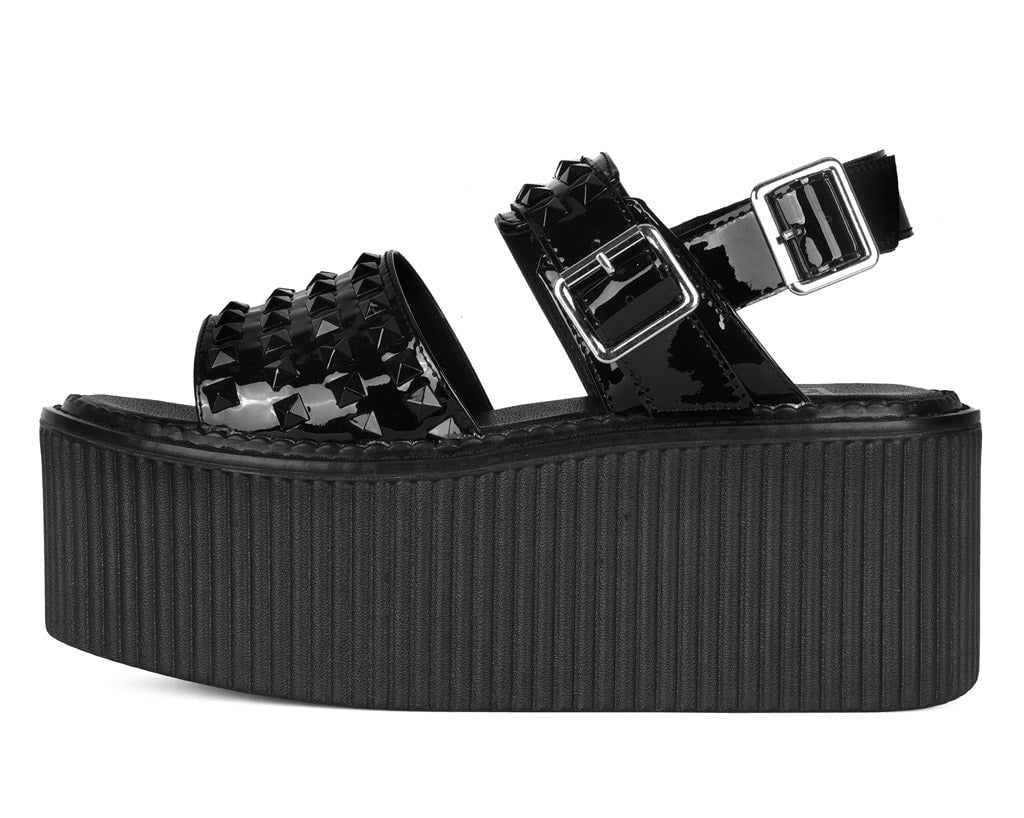 S3382L Black Patent Studded Strato Sandal - T.U.K. Shoes