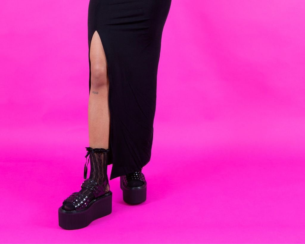 S3382L Black Patent Studded Strato Sandal - T.U.K. Shoes