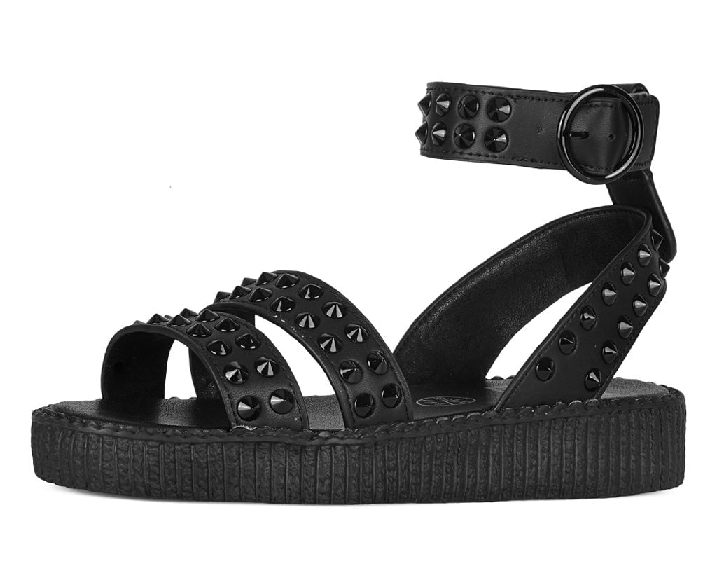F3384L Black TUKskin Studded Ankle Strap Sandal - T.U.K. Shoes