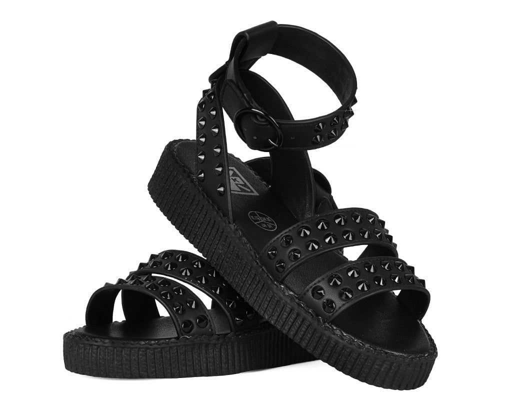 F3384L Black TUKskin Studded Ankle Strap Sandal - T.U.K. Shoes