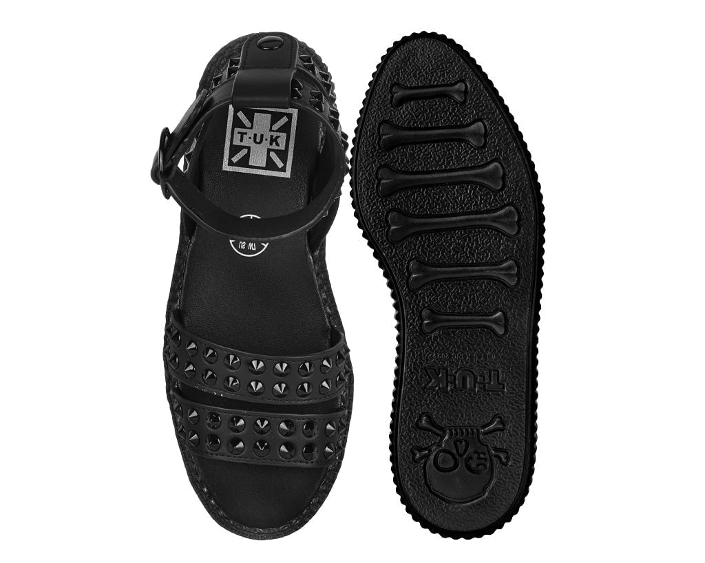 F3384L Black TUKskin Studded Ankle Strap Sandal - T.U.K. Shoes