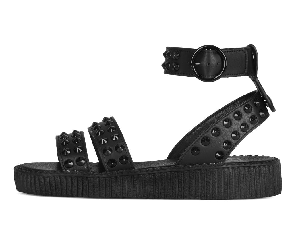 F3384L Black TUKskin Studded Ankle Strap Sandal - T.U.K. Shoes