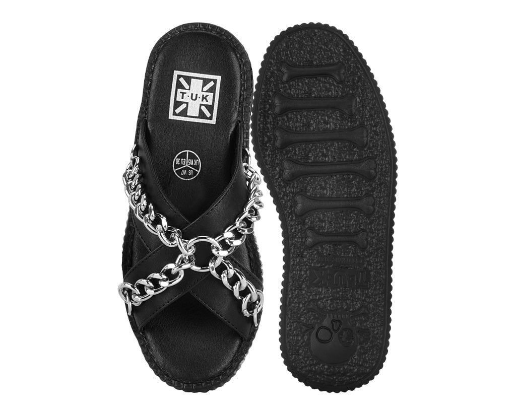 V3346L Black TUKskin Chain Strap Viva Mondo Sandal - T.U.K. Shoes