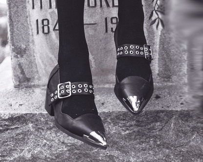 A3289L Black TUKskin Cuban Heel Mary Jane - T.U.K. Shoes