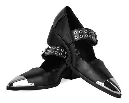 A3289L Black TUKskin Cuban Heel Mary Jane - T.U.K. Shoes