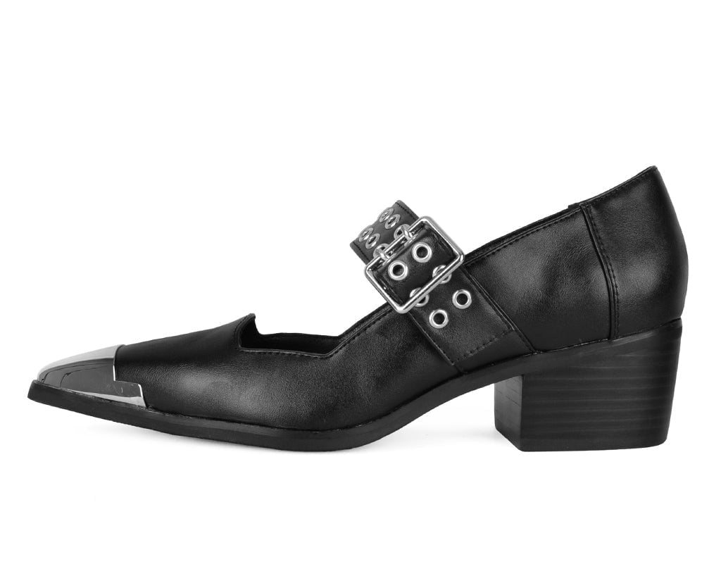 A3289L Black TUKskin Cuban Heel Mary Jane - T.U.K. Shoes