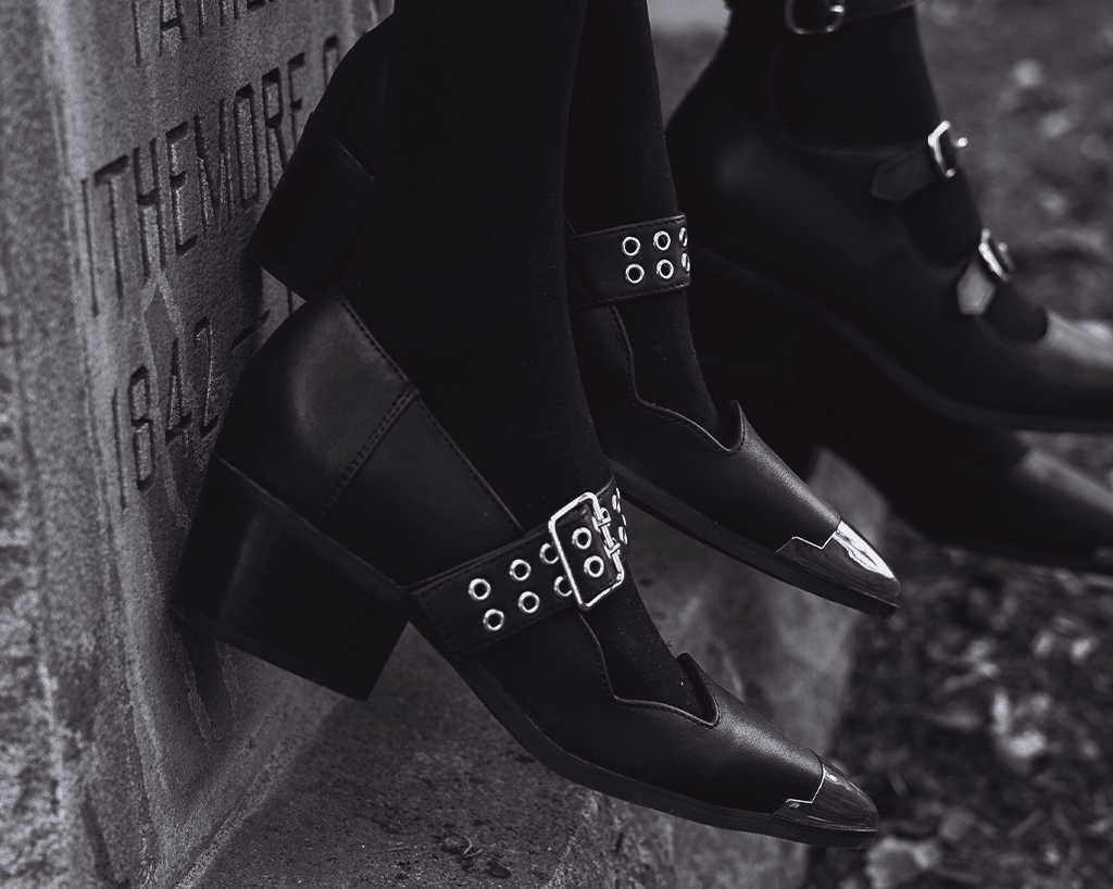 A3289L Black TUKskin Cuban Heel Mary Jane - T.U.K. Shoes