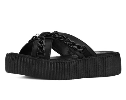 Black TUKskin Heart Chain Viva Mondo Sandal - T.U.K. Shoes