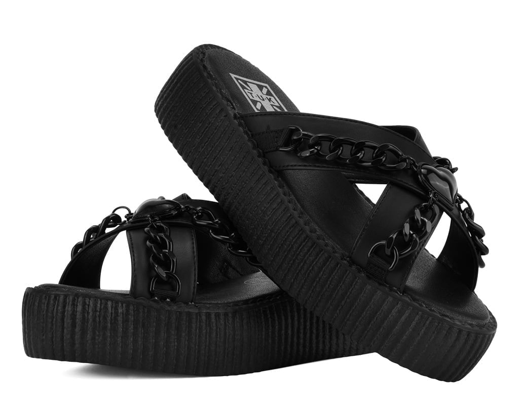 Black TUKskin Heart Chain Viva Mondo Sandal - T.U.K. Shoes