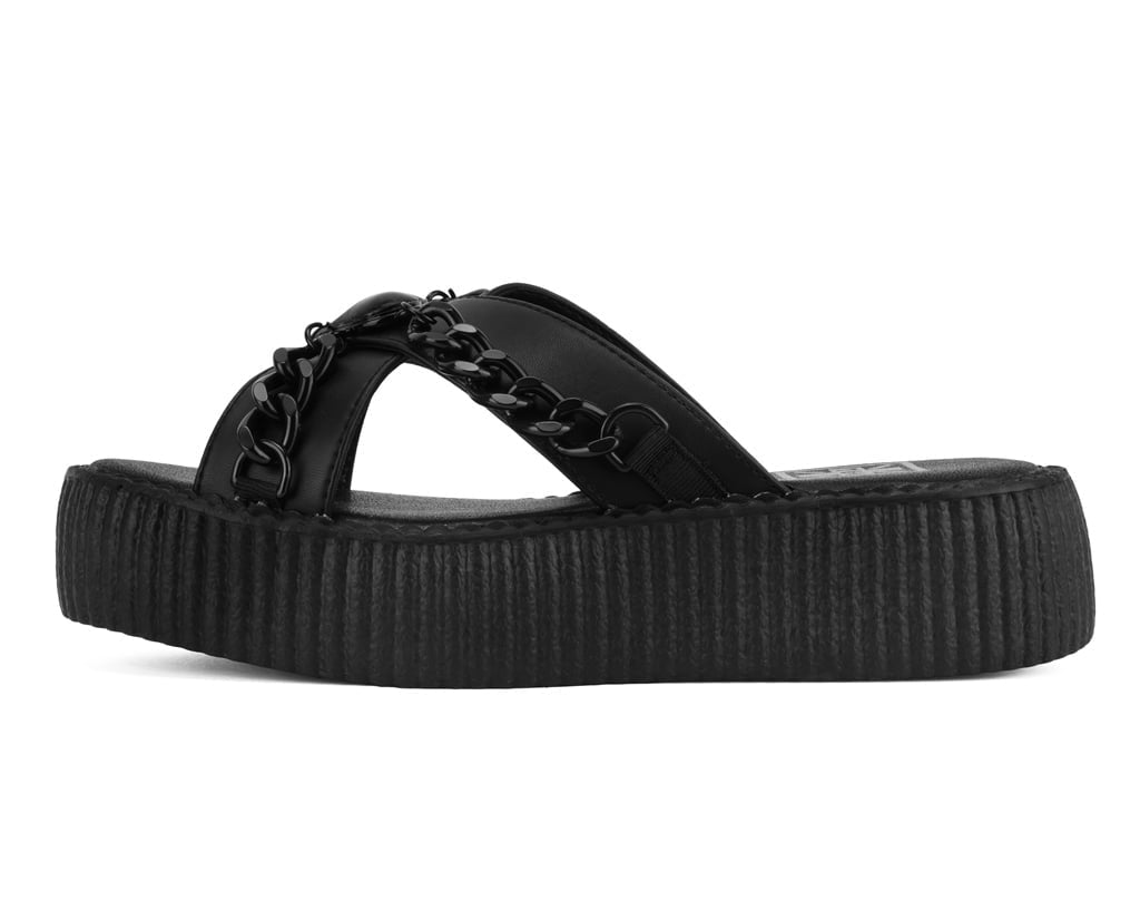 Black TUKskin Heart Chain Viva Mondo Sandal - T.U.K. Shoes