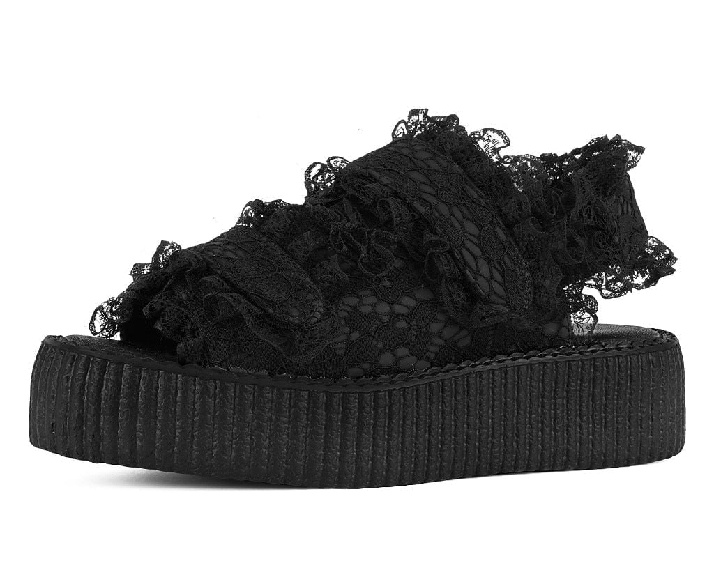 Black Ruffle Viva Mondo Sandal - T.U.K. Shoes
