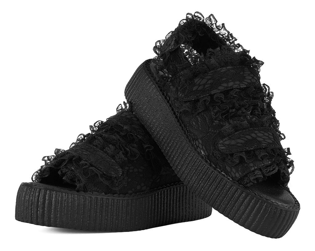 Black Ruffle Viva Mondo Sandal - T.U.K. Shoes