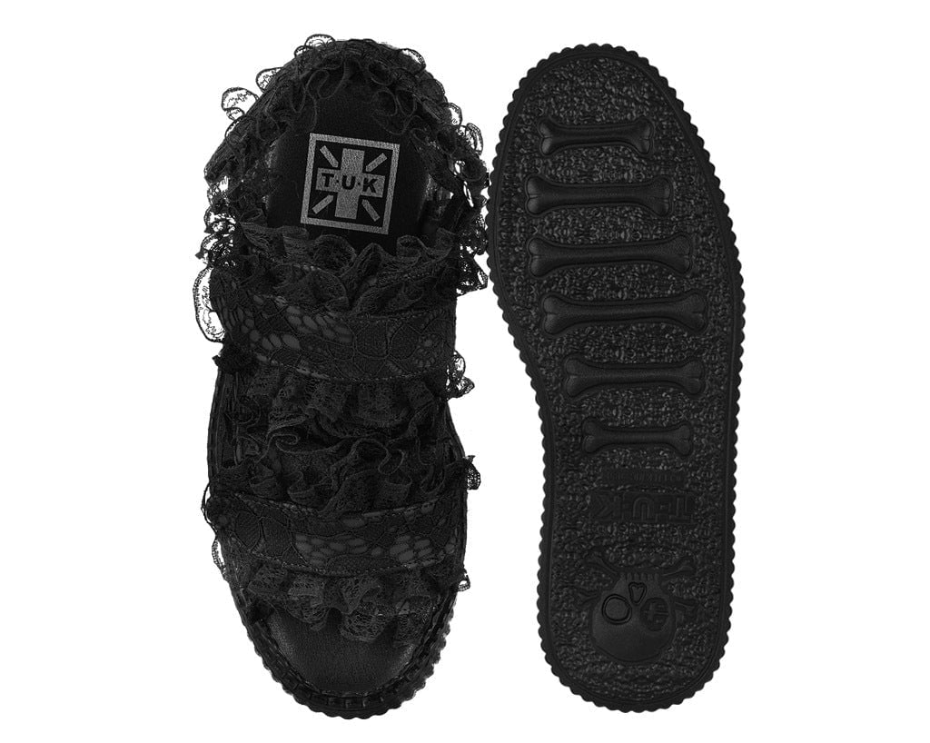 Black Ruffle Viva Mondo Sandal - T.U.K. Shoes