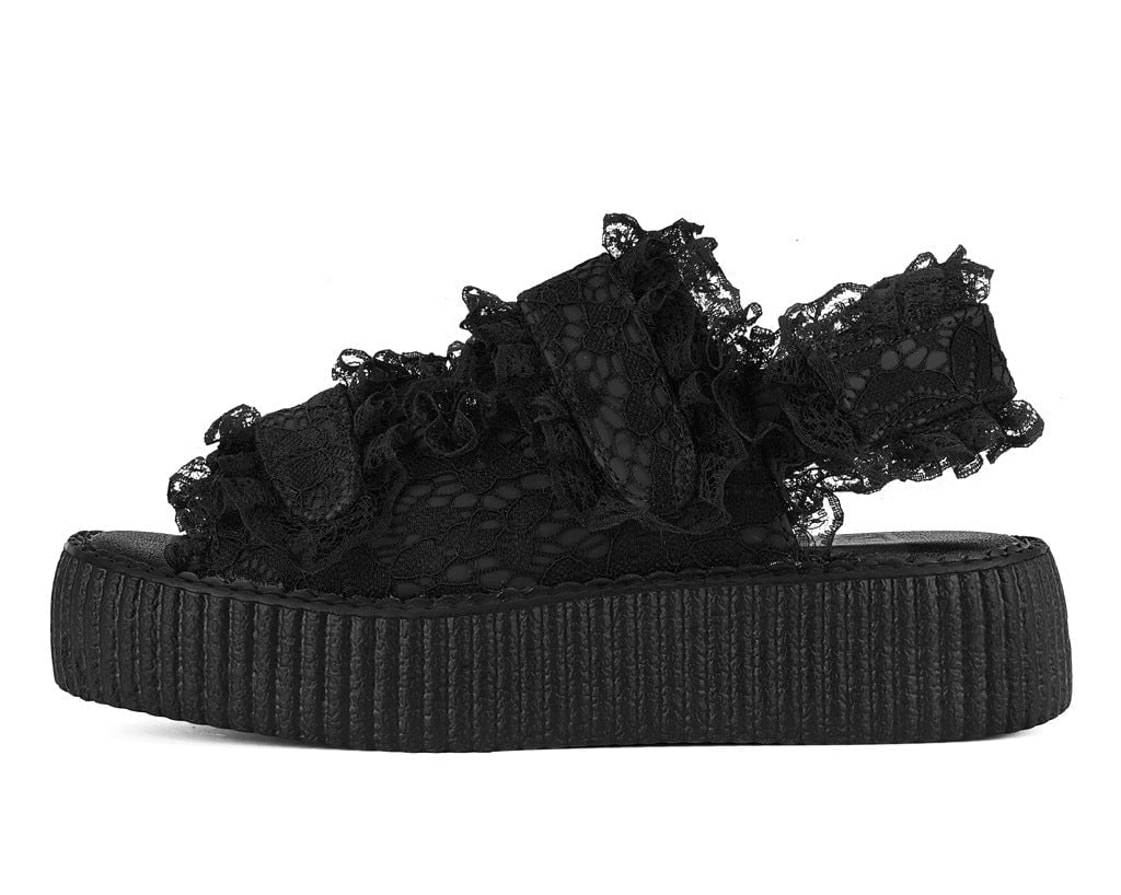 Black Ruffle Viva Mondo Sandal - T.U.K. Shoes
