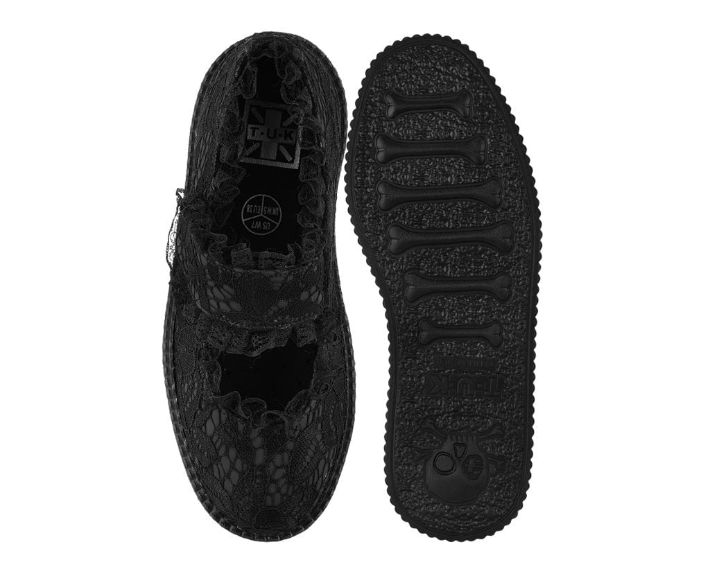 Black Ruffle Mondo Mary Jane - T.U.K. Shoes