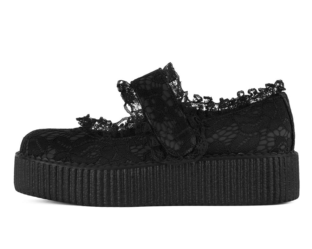 Black Ruffle Mondo Mary Jane - T.U.K. Shoes