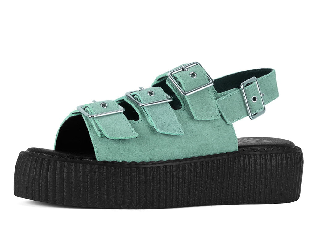 Pale Blue Suede 3 - Buckle Mondo Sandal - T.U.K. Shoes