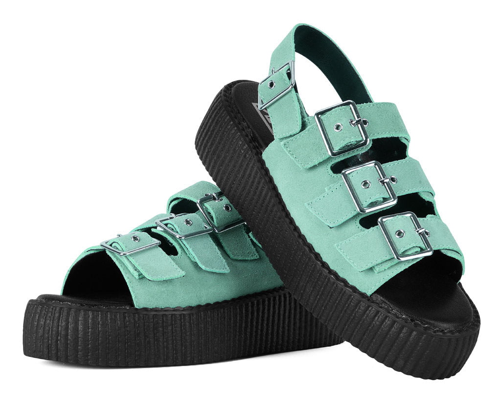 Pale Blue Suede 3 - Buckle Mondo Sandal - T.U.K. Shoes