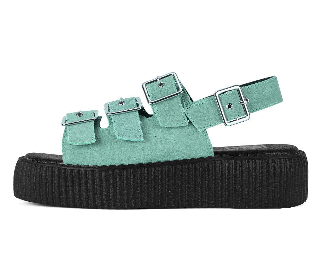Pale Blue Suede 3 - Buckle Mondo Sandal - T.U.K. Shoes