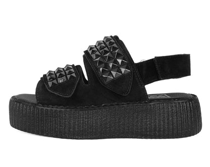 V3254L Black Suede Velcro Studded Sandal - T.U.K. Shoes